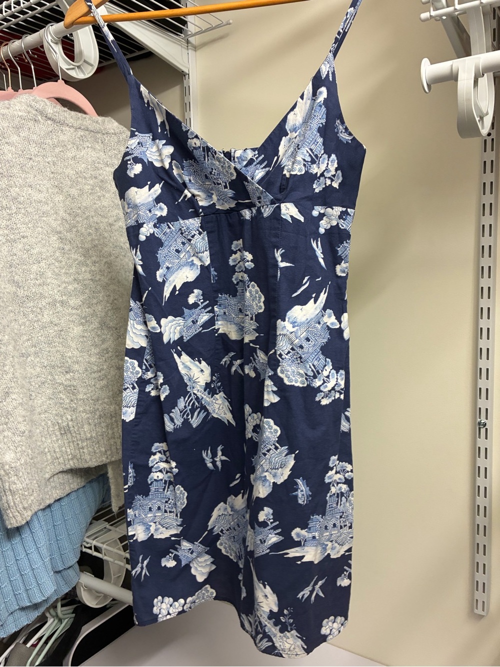 Navy Blue Printed Mini Dress